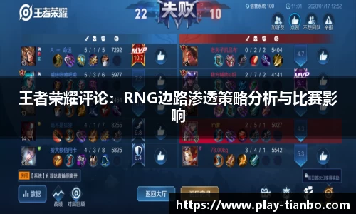 王者荣耀评论：RNG边路渗透策略分析与比赛影响
